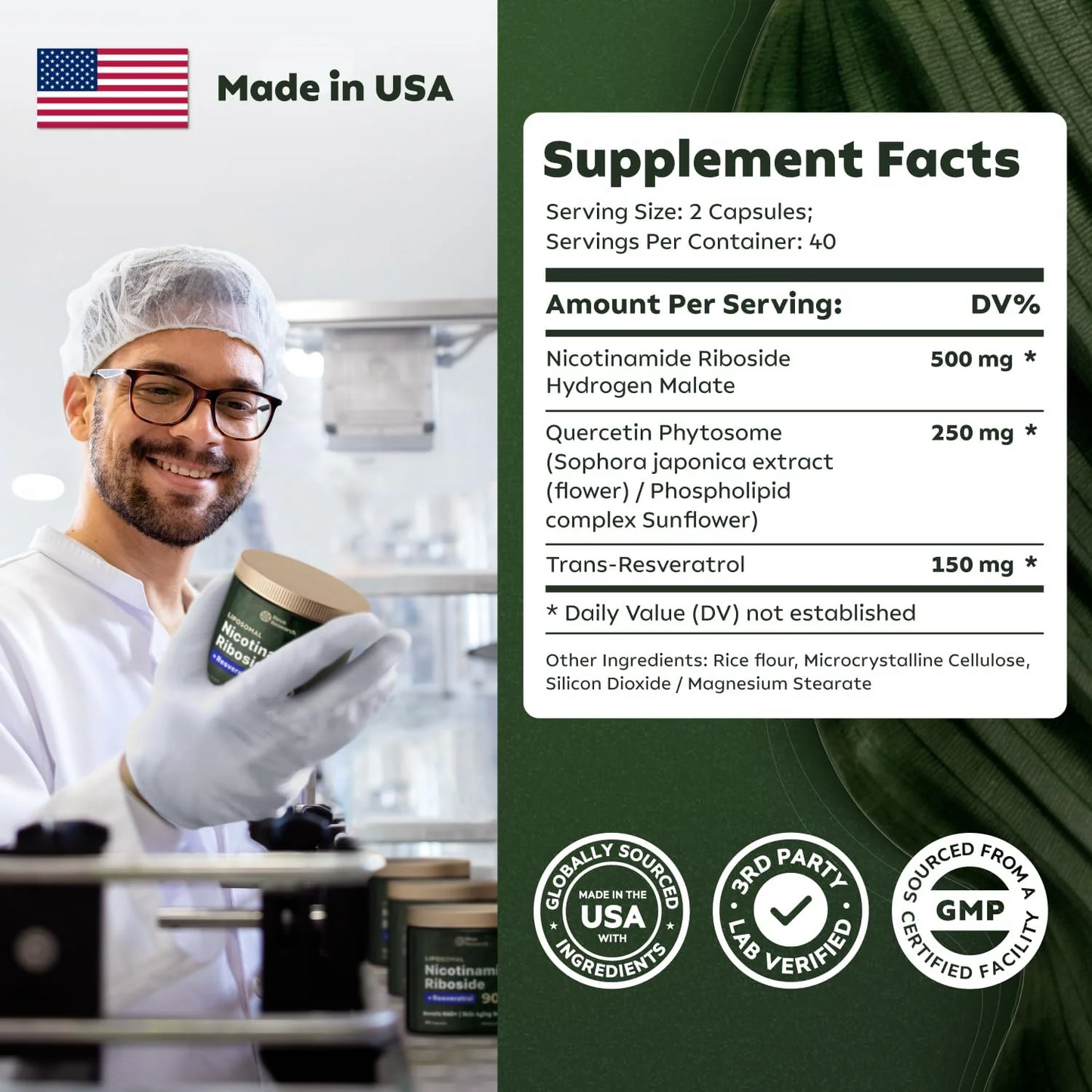 Reus Research NAD+Nicotinamide Riboside 900mg(80count)