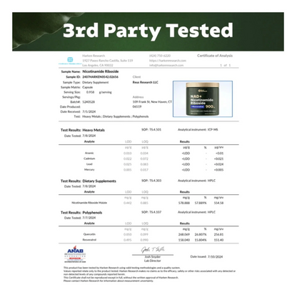 Reus Research NAD+Nicotinamide Riboside 900mg(80count)